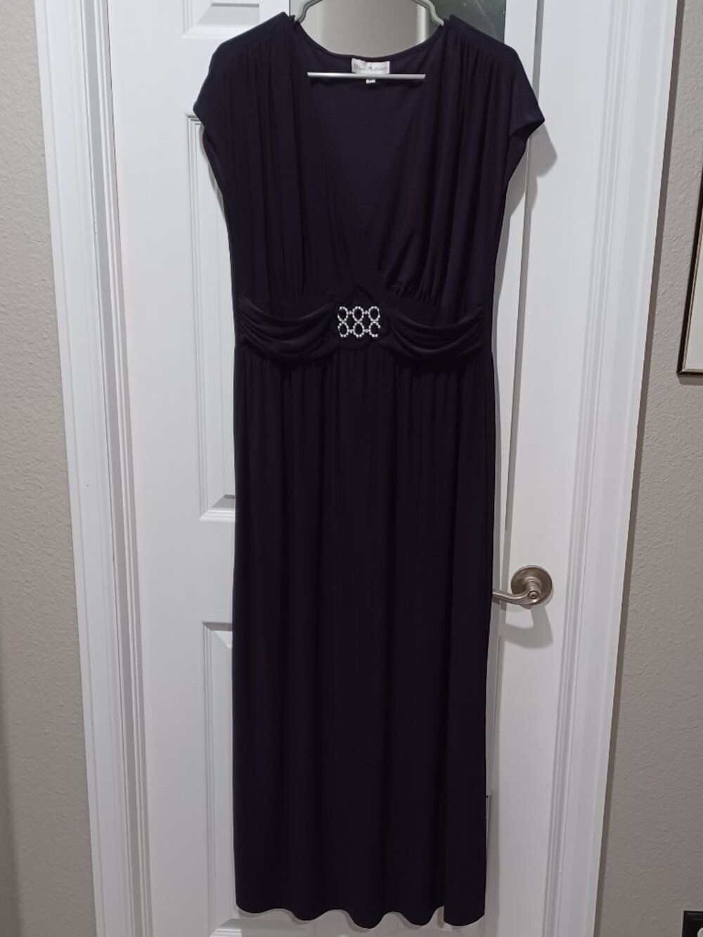 Purple Cap Sleeve Ankle Length Gown